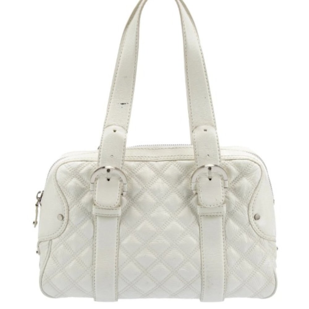 Michael Kors White Patent Leather Quilted Hand Bag